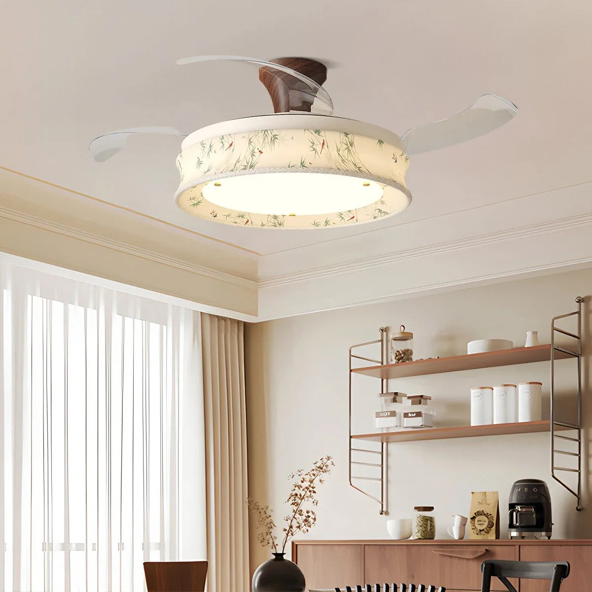 Eloer French Fabric Invisible Ceiling Fan Light