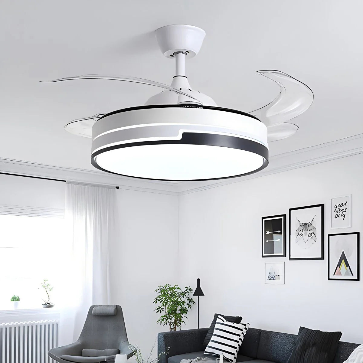 Luvori Remote Minimalist Hugger Ceiling Fan Light