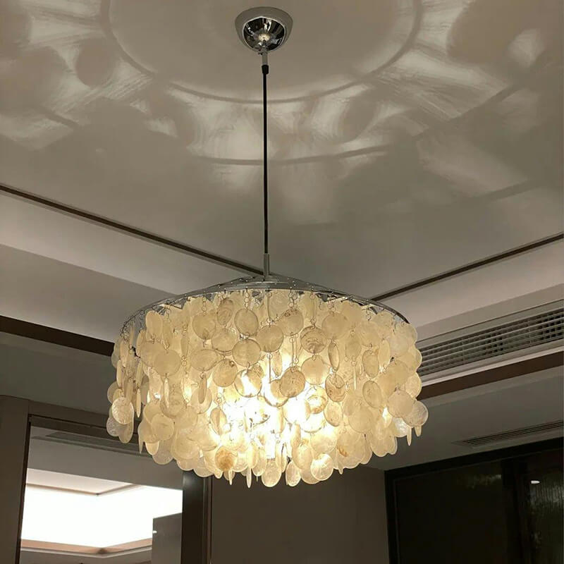Eloer Round Shell Chandelier for Bedroom Living Room
