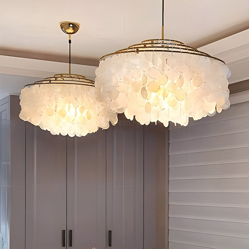 Eloer Round Shell Chandelier for Bedroom Living Room