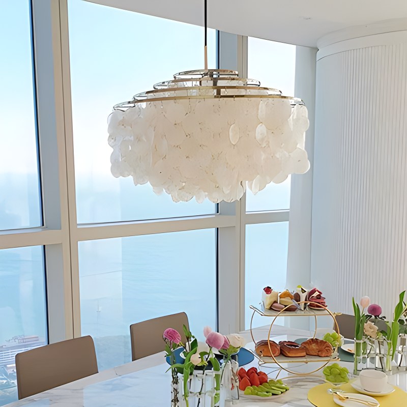 Eloer Round Shell Chandelier for Bedroom Living Room