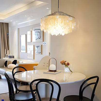 Eloer Round Shell Chandelier for Bedroom Living Room