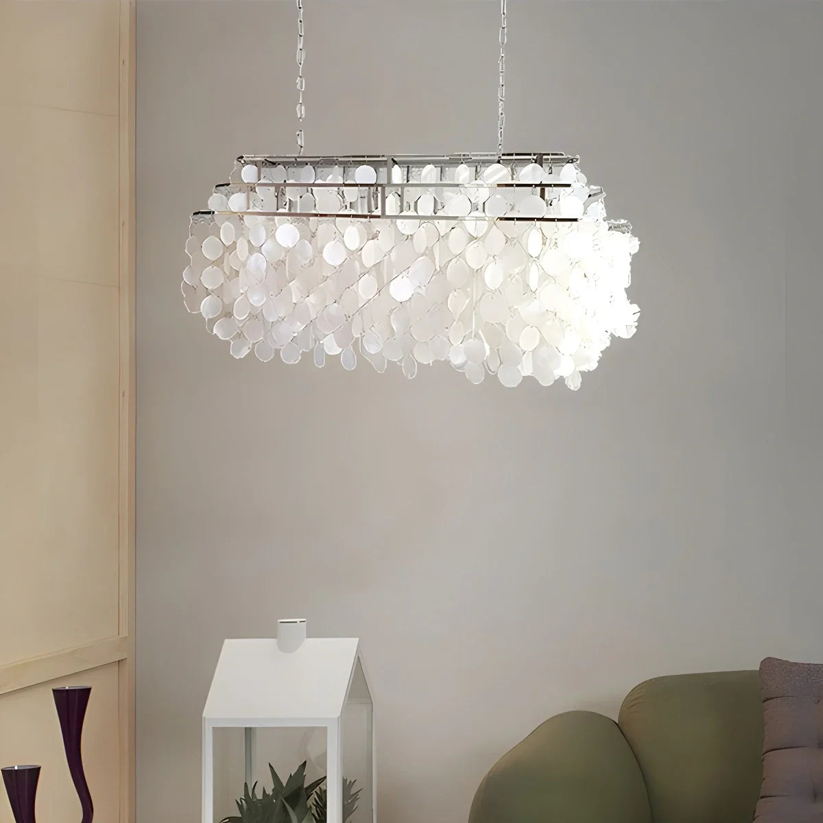 Eloer Round Shell Chandelier for Bedroom Living Room