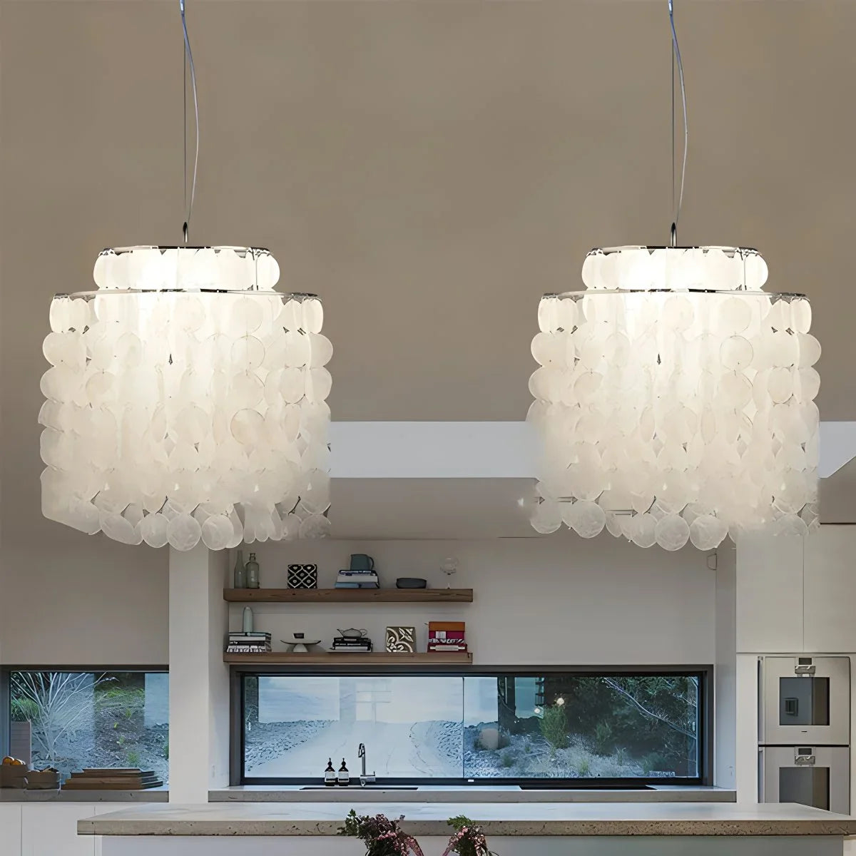 Eloer Round Shell Chandelier for Bedroom Living Room