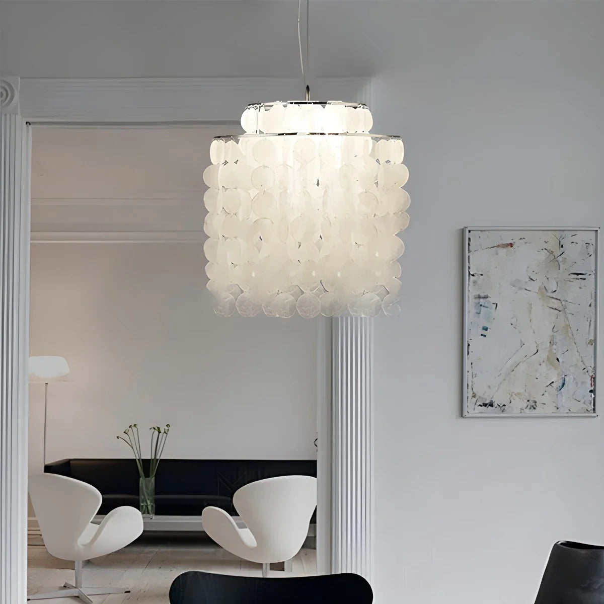 Eloer Round Shell Chandelier for Bedroom Living Room