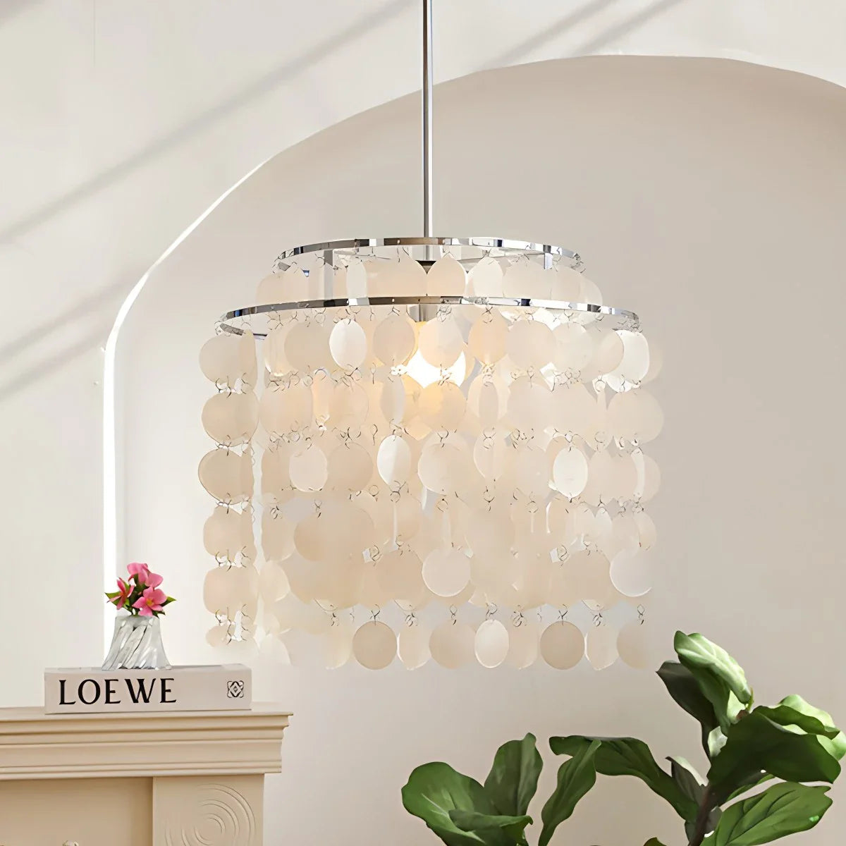Eloer Round Shell Chandelier for Bedroom Living Room