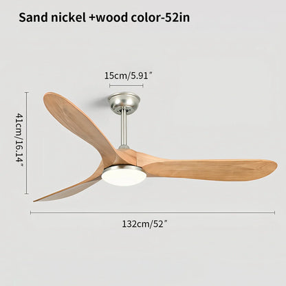 Eloer Nordic Solid Wood Ceiling Fan with Light