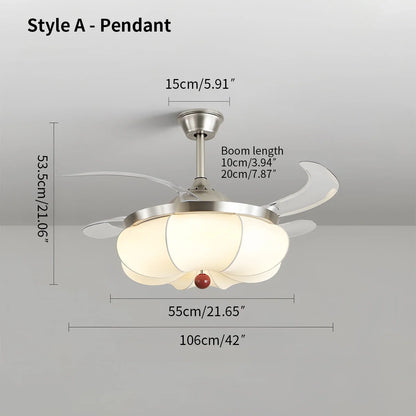Eloer Retro Fabric Ceiling Fan Light for Dining Room