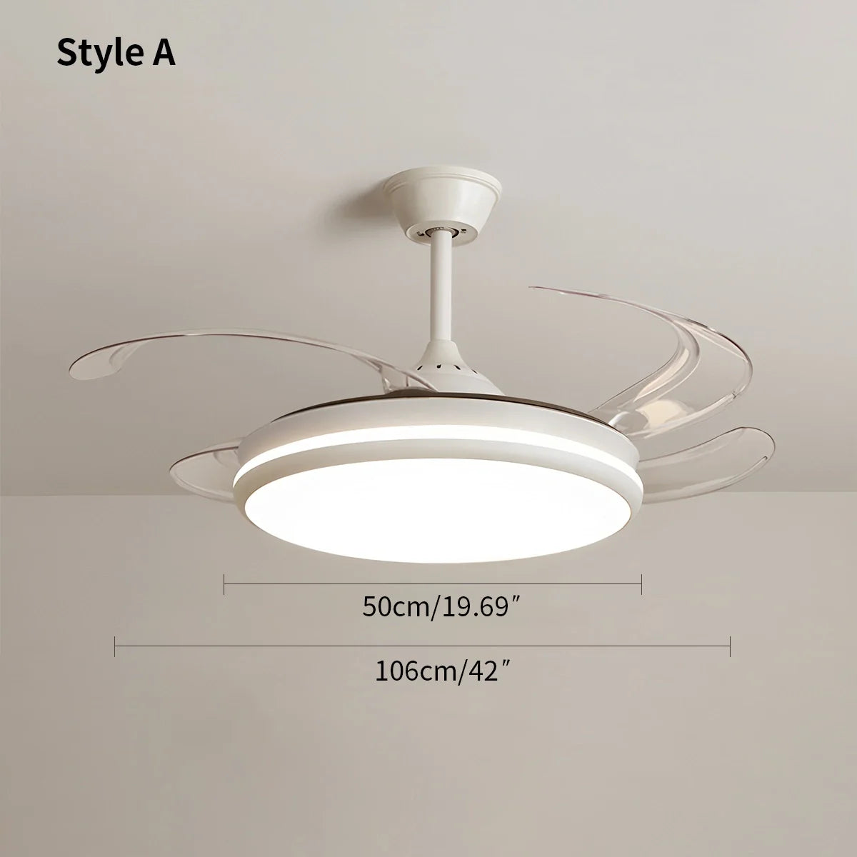 Eloer Modern Remote Ceiling Fan Light with Clear Blades
