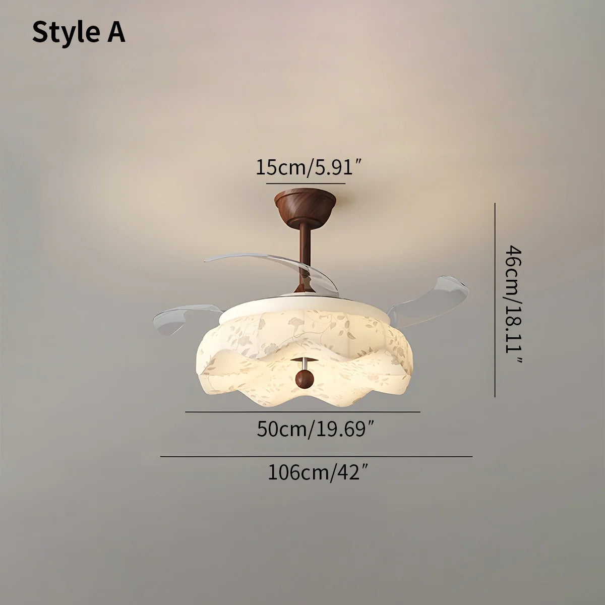 Eloer Fabric Retractable Ceiling Fan with LED Light