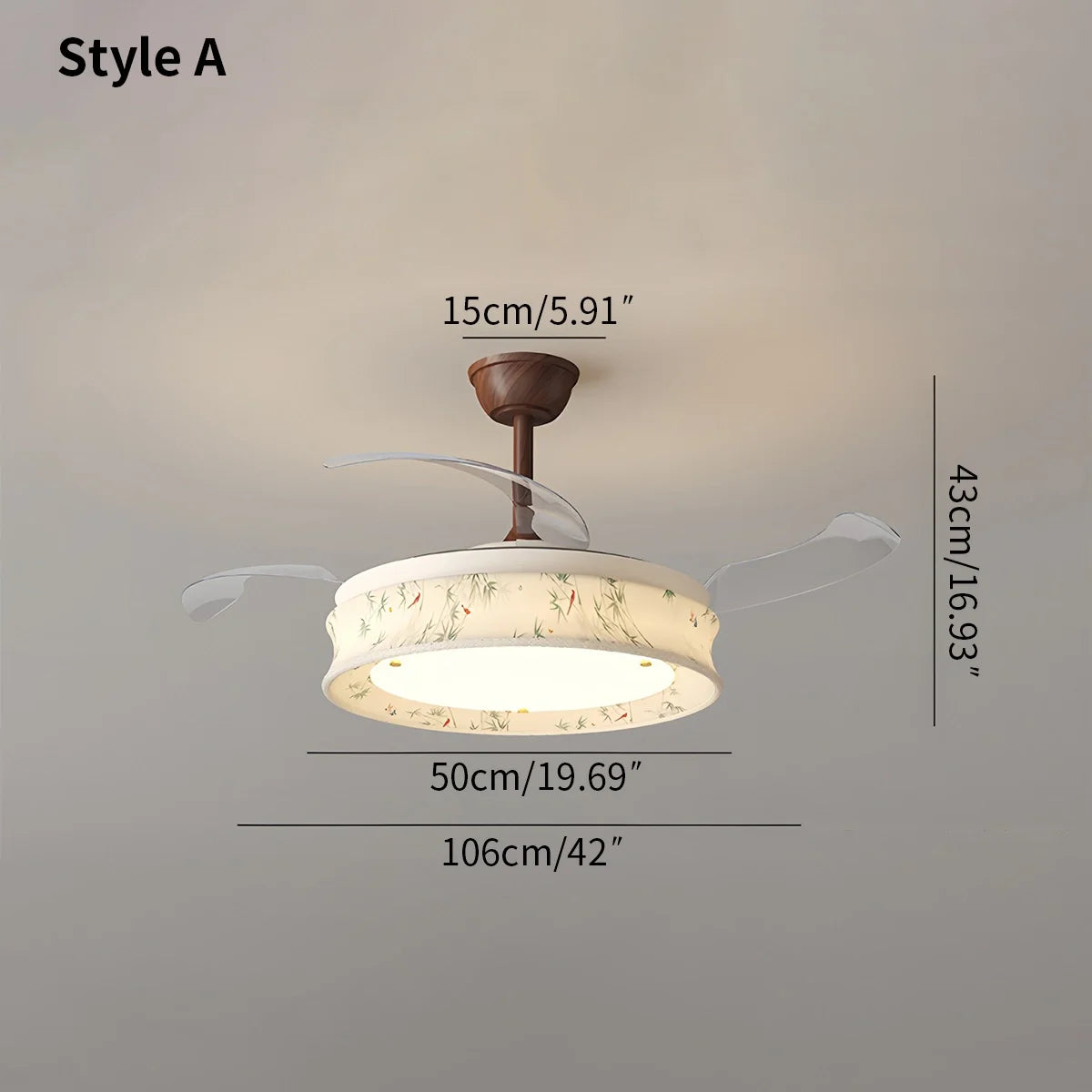 Eloer French Fabric Invisible Ceiling Fan Light