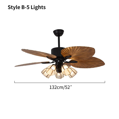 Eloer Tropical Palm Leaves Ceiling Fan with Light