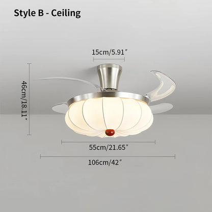 Eloer Retro Fabric Ceiling Fan Light for Dining Room
