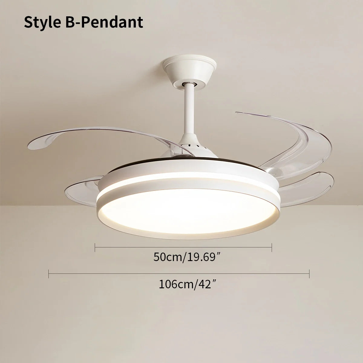Eloer Modern Silent Remote Control Ceiling Fan with Light