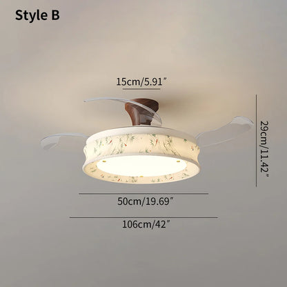 Eloer French Fabric Invisible Ceiling Fan Light