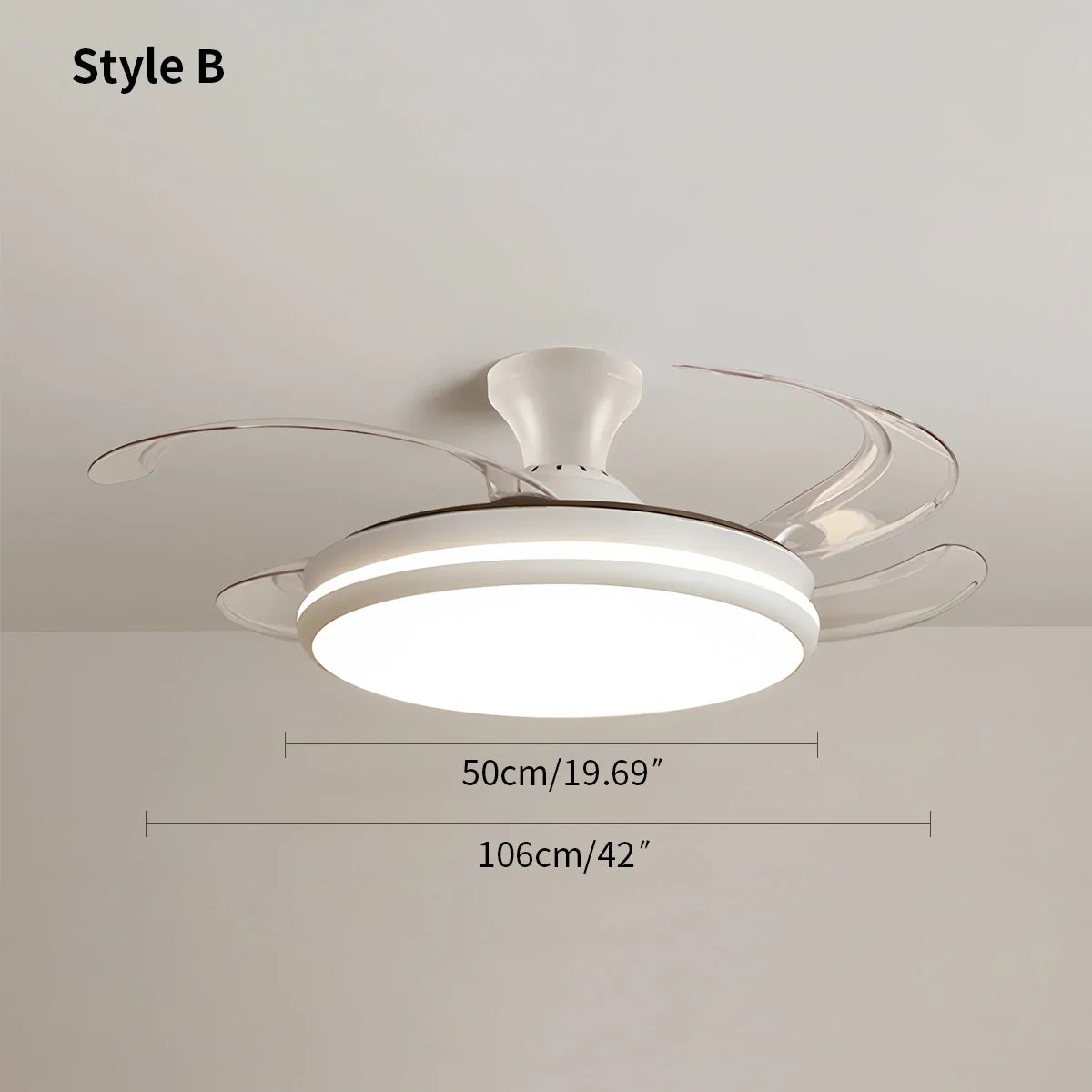 Eloer Modern Remote Ceiling Fan Light with Clear Blades