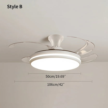 Eloer Modern Remote Ceiling Fan Light with Clear Blades