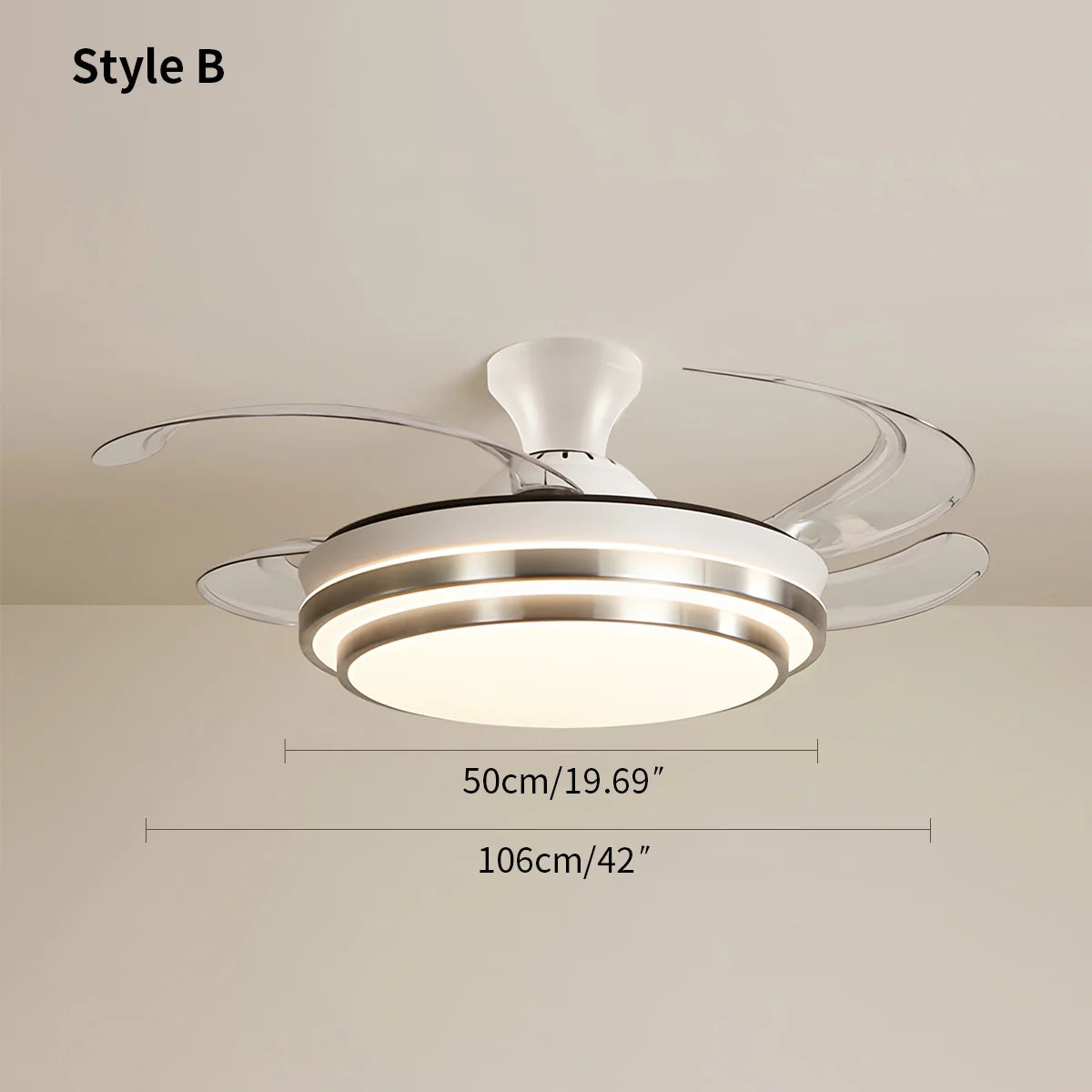 Eloer Modern White Ceiling Fan with Light