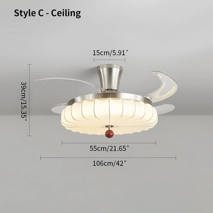 Eloer Retro Fabric Ceiling Fan Light for Dining Room