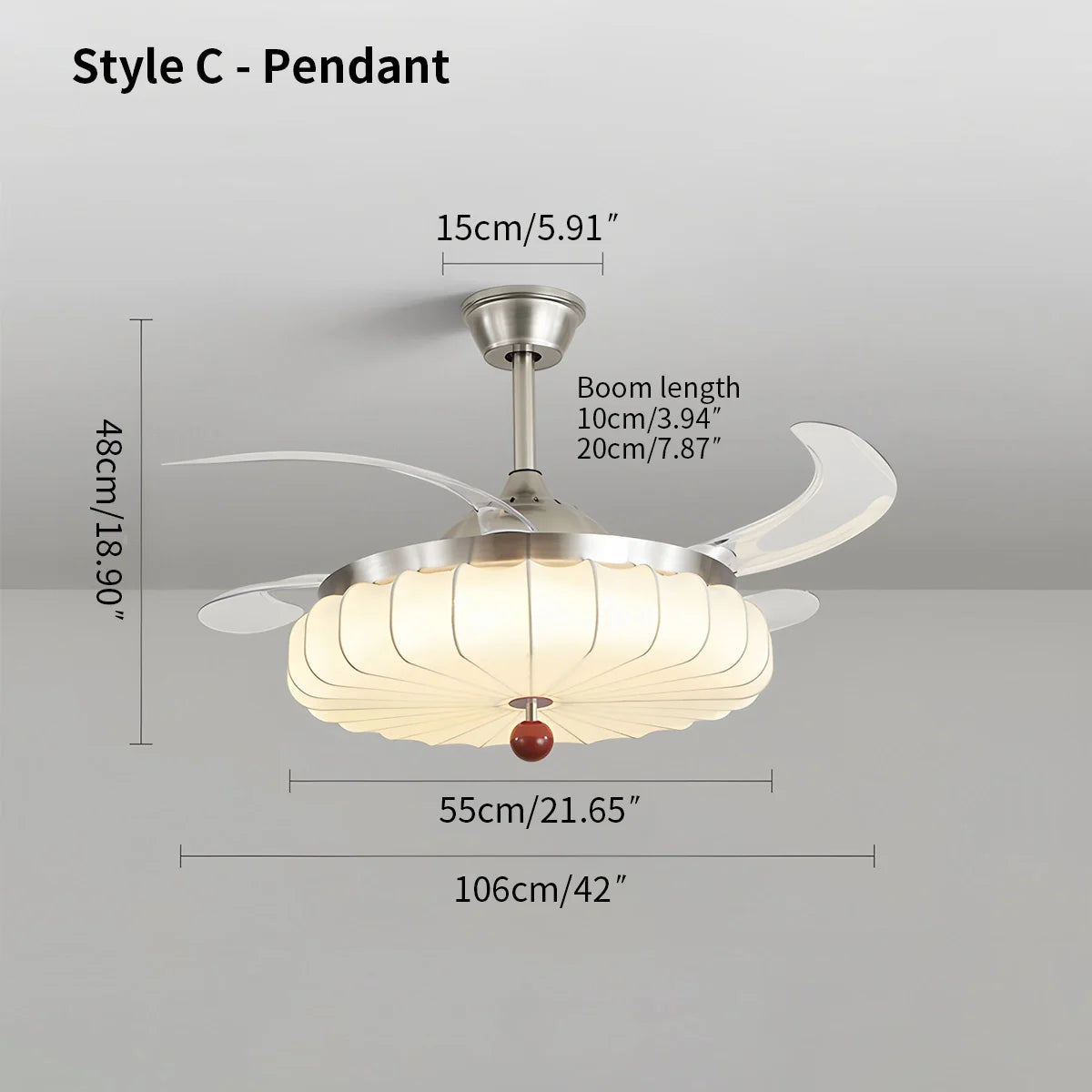 Eloer Retro Fabric Ceiling Fan Light for Dining Room