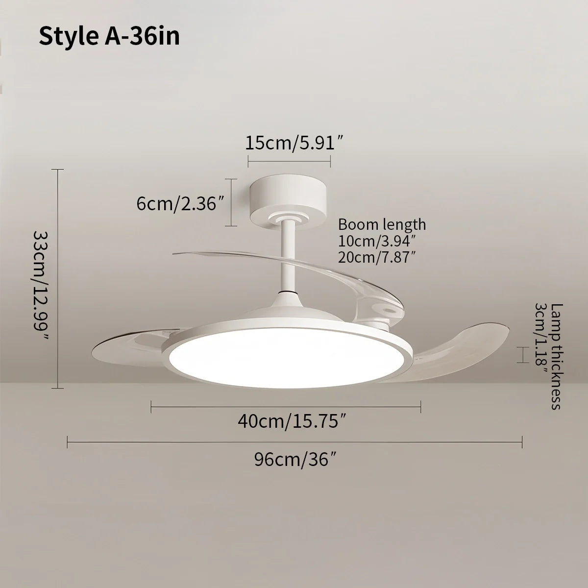 Eloer Silent Remote Control White Ceiling Fan Light