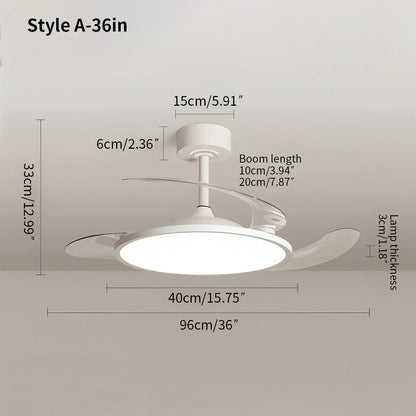 Eloer Silent Remote Control White Ceiling Fan Light