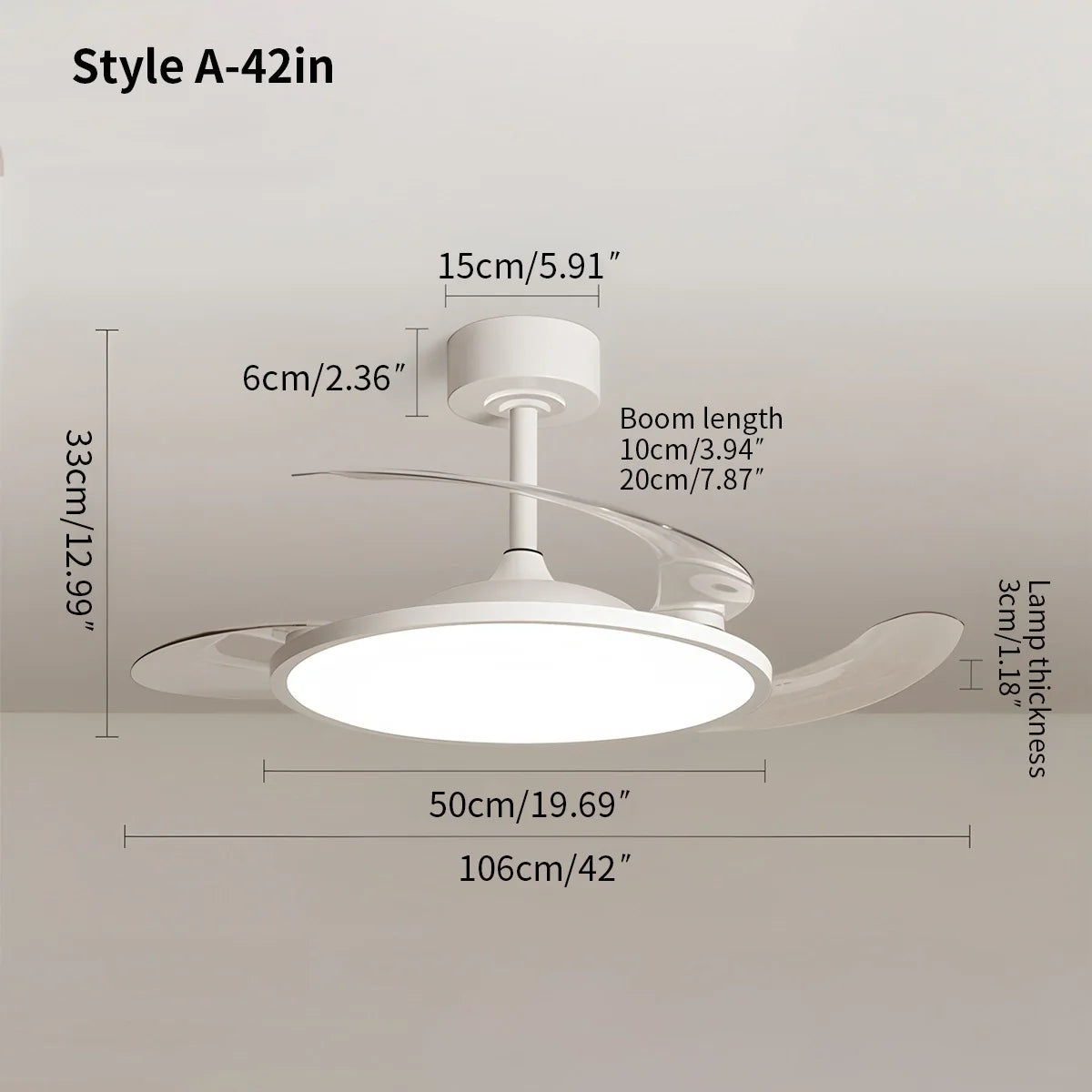 Eloer Silent Remote Control White Ceiling Fan Light