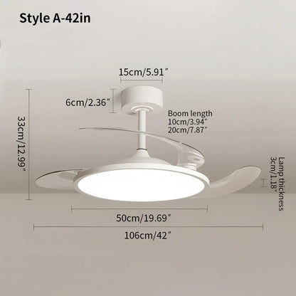 Eloer Silent Remote Control White Ceiling Fan Light