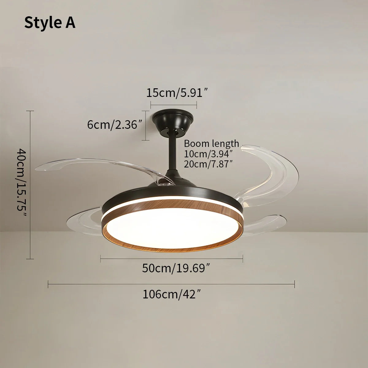 Eloer Retractable Blade Ceiling Fan with Light