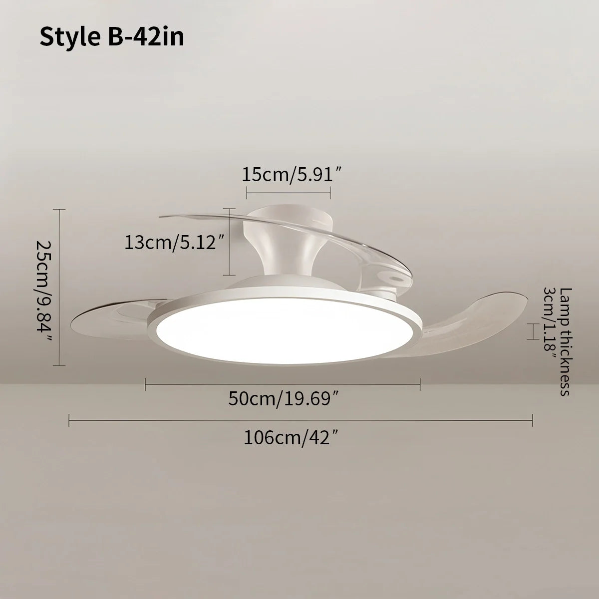 Eloer Silent Remote Control White Ceiling Fan Light