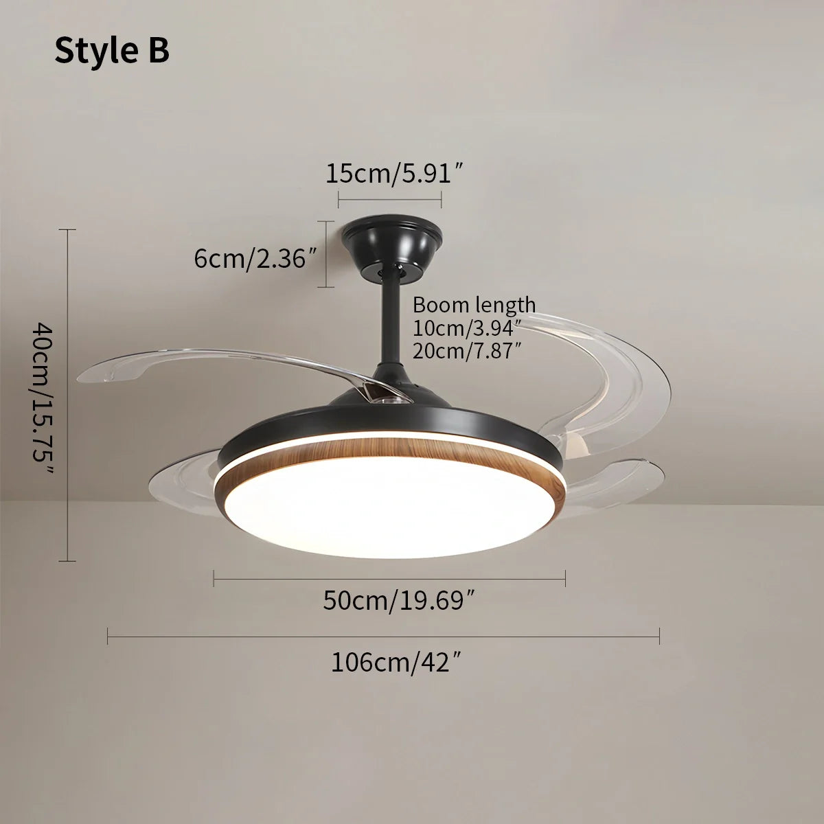Eloer Retractable Blade Ceiling Fan with Light