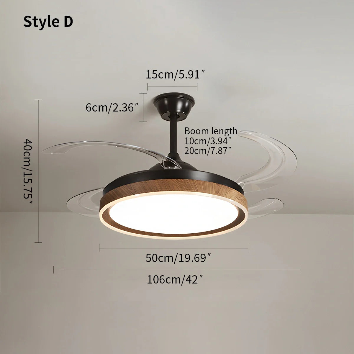 Eloer Retractable Blade Ceiling Fan with Light