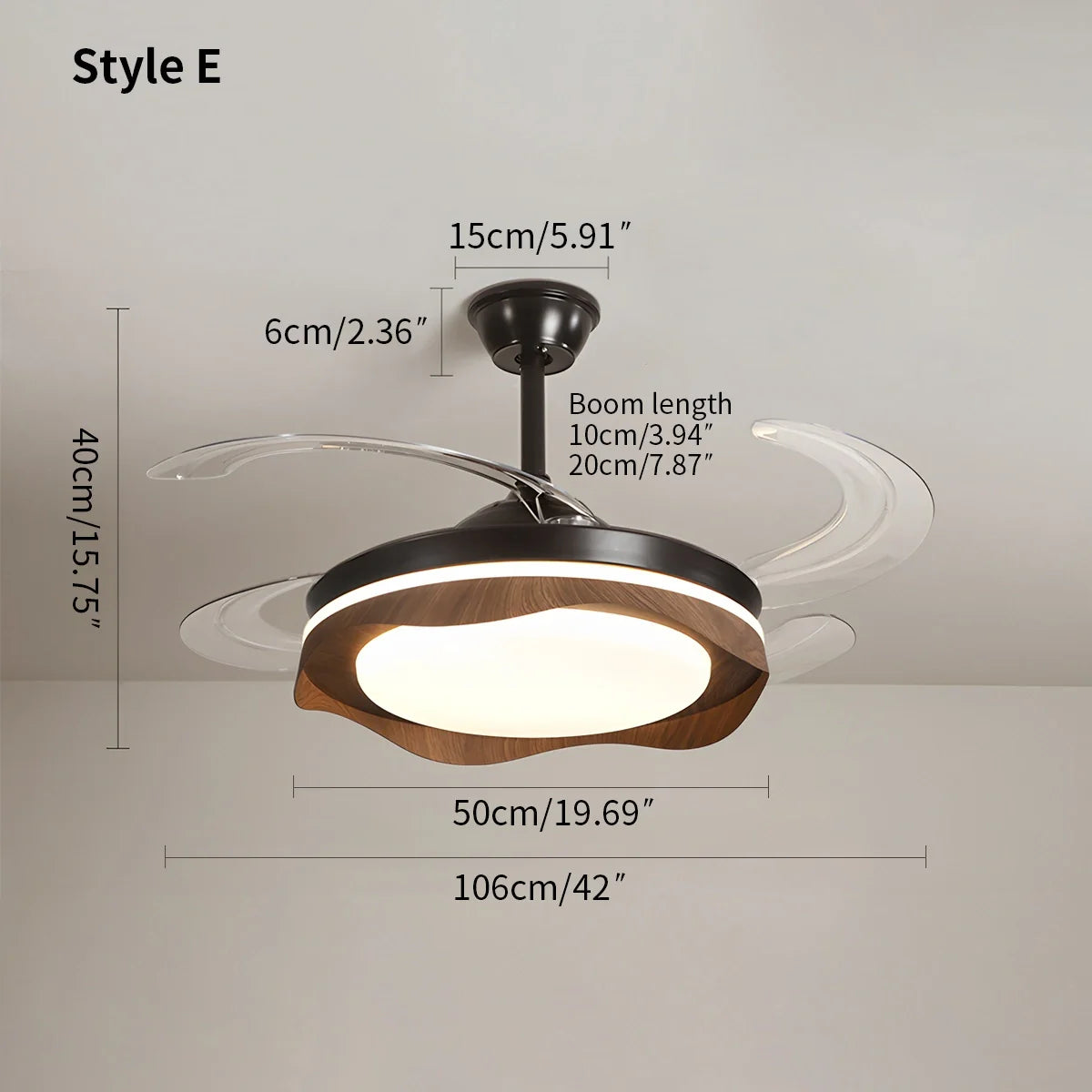 Eloer Retractable Blade Ceiling Fan with Light