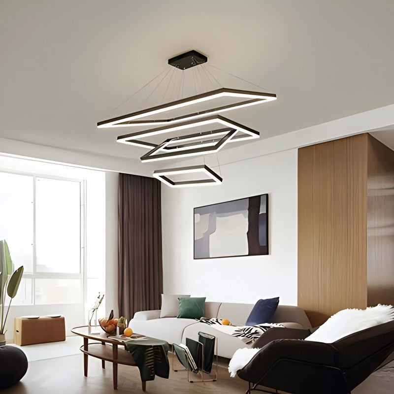 Eloer Modern Black Tiered Rectangular Chandelier