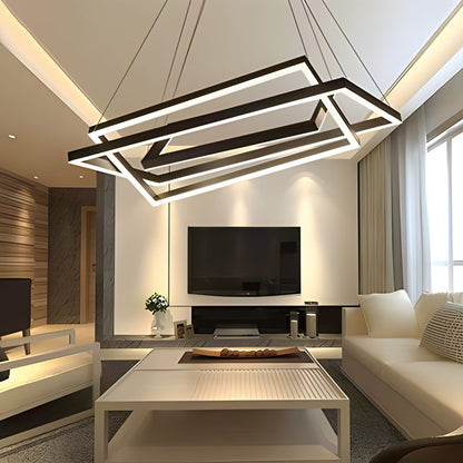 Eloer Modern Black Tiered Rectangular Chandelier