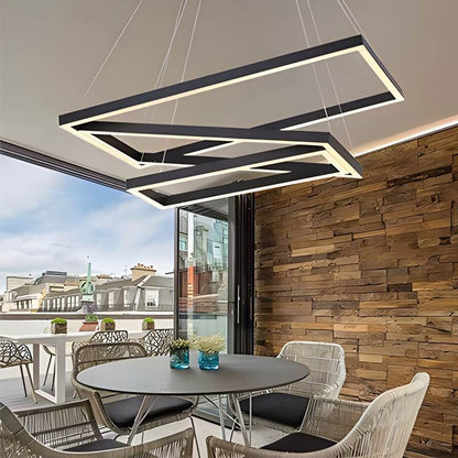 Eloer Modern Black Tiered Rectangular Chandelier