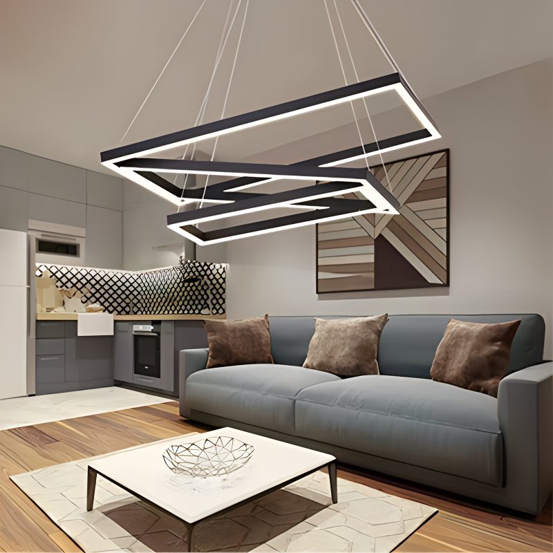 Eloer Modern Black Tiered Rectangular Chandelier