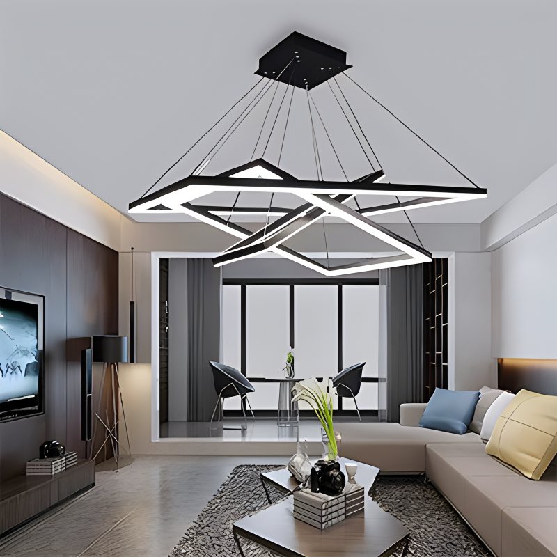 Eloer Modern Black Tiered Rectangular Chandelier