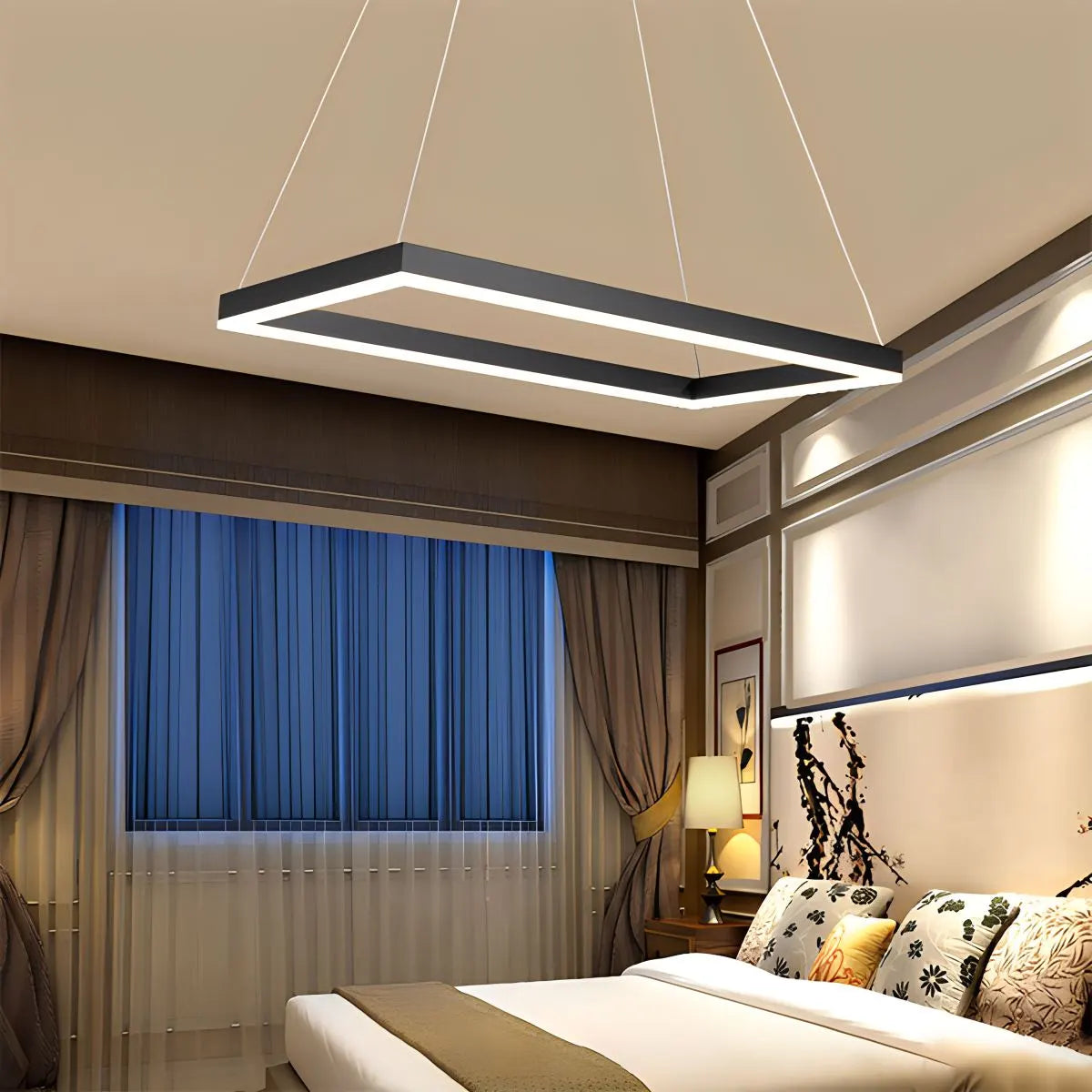 Eloer Modern Black Tiered Rectangular Chandelier