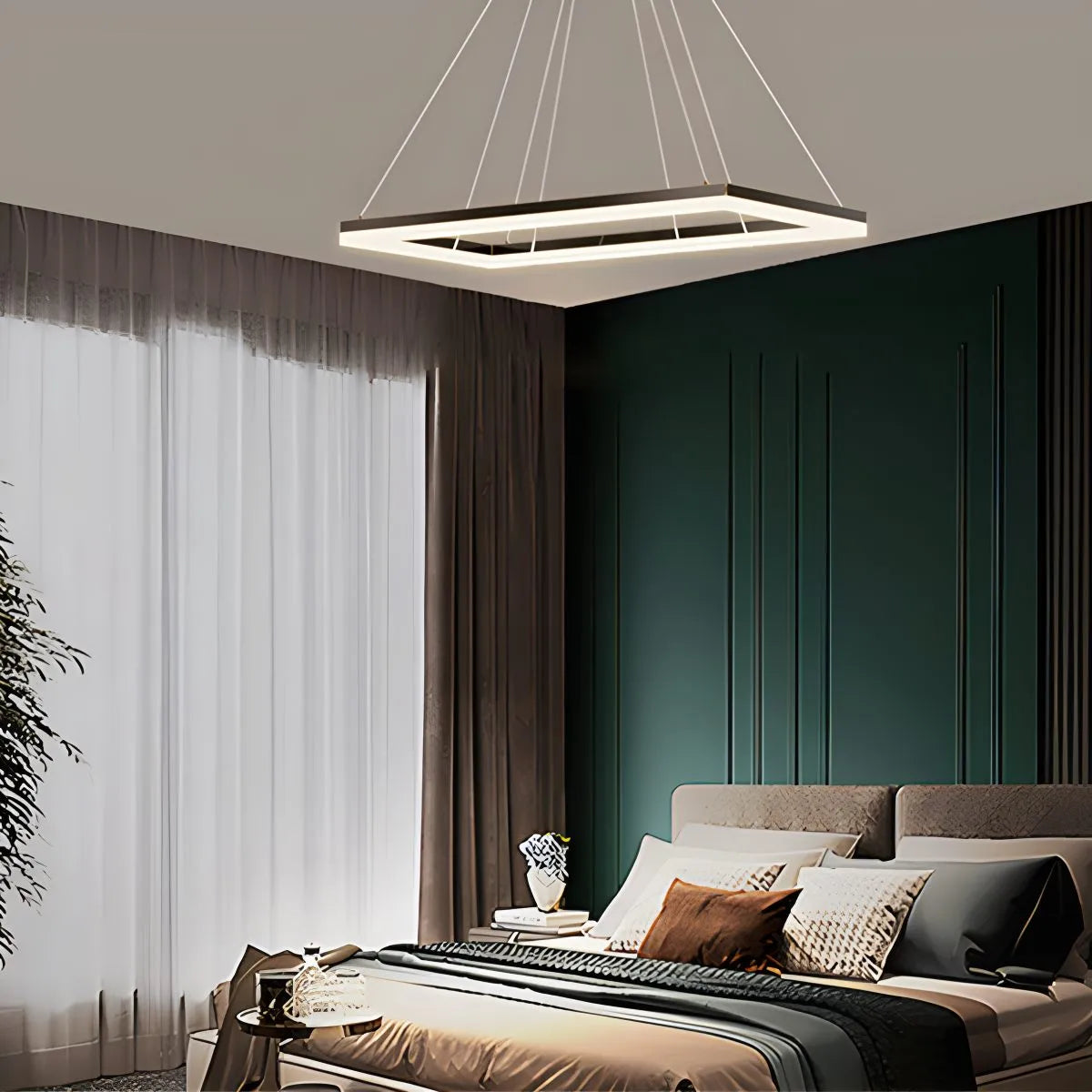 Eloer Modern Black Tiered Rectangular Chandelier