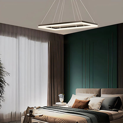 Eloer Modern Black Tiered Rectangular Chandelier