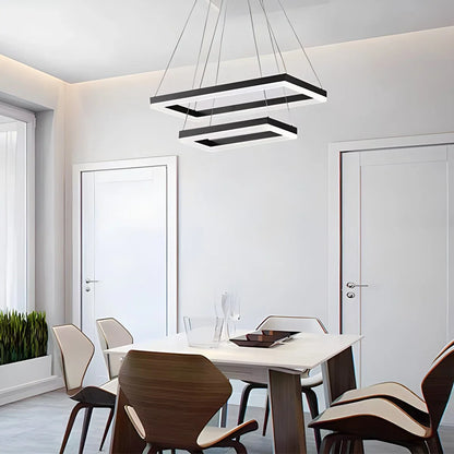 Eloer Modern Black Tiered Rectangular Chandelier