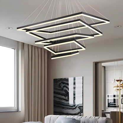 Eloer Modern Black Tiered Rectangular Chandelier
