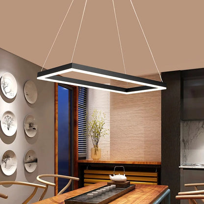 Eloer Modern Black Tiered Rectangular Chandelier