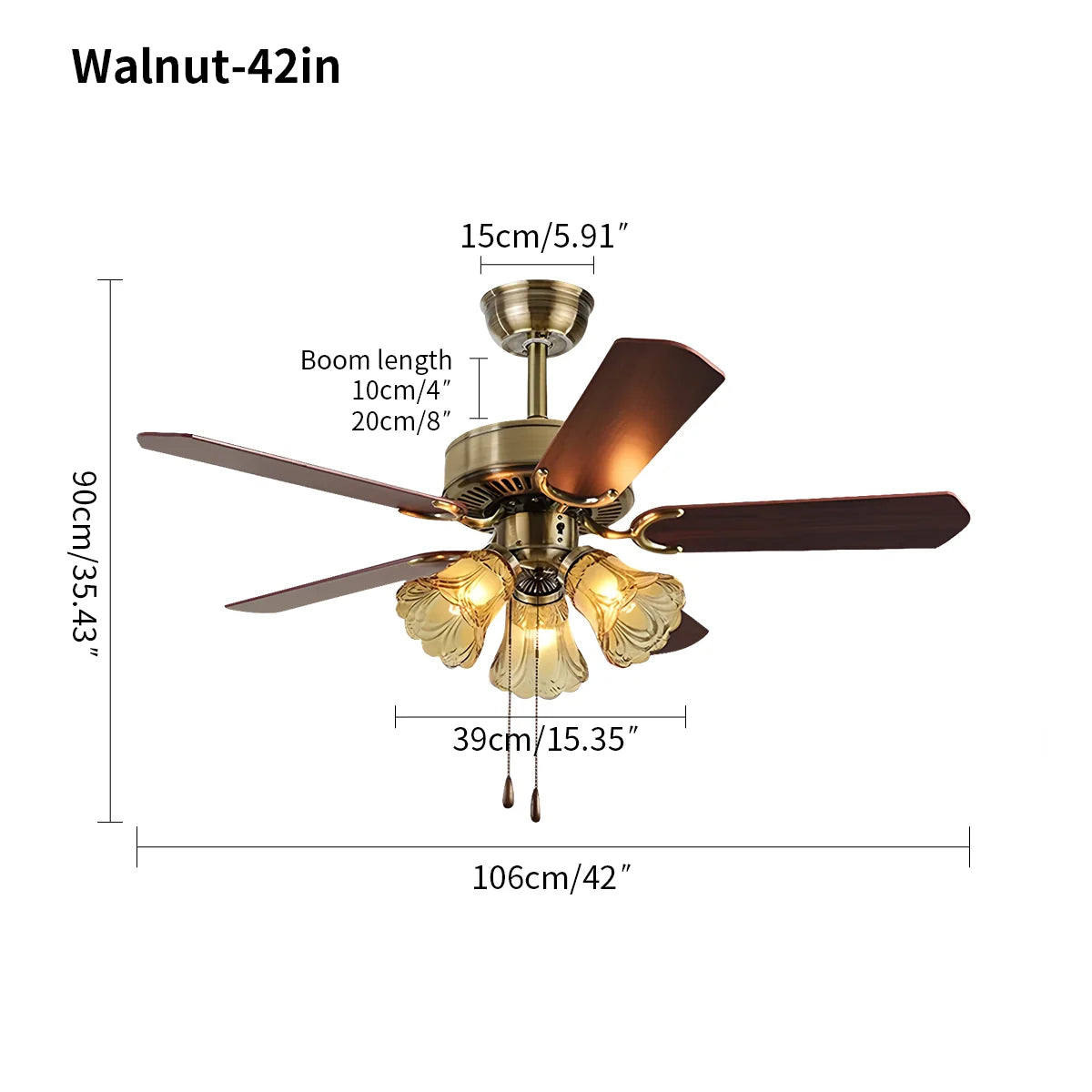 Eloer Vintage Ceiling Fan with Light for Dining Room