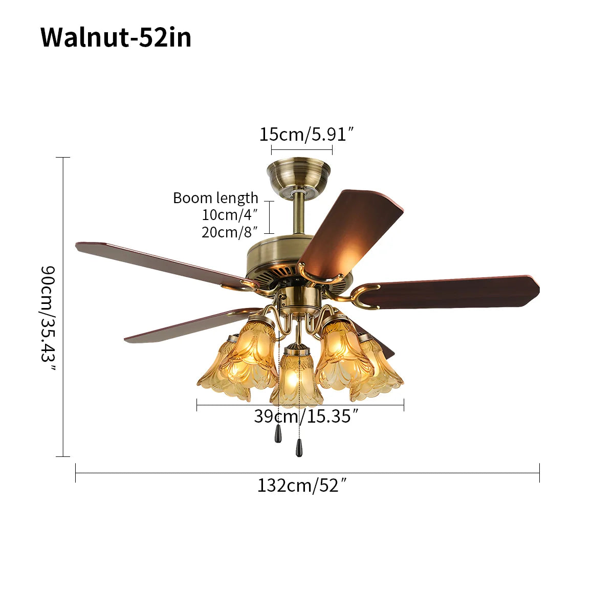 Eloer Vintage Ceiling Fan with Light for Dining Room