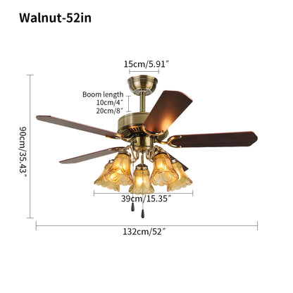 Eloer Vintage Ceiling Fan with Light for Dining Room