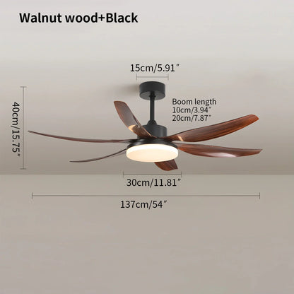 Eloer Nordic Style LED 6-Blade Ceiling Fan with Light