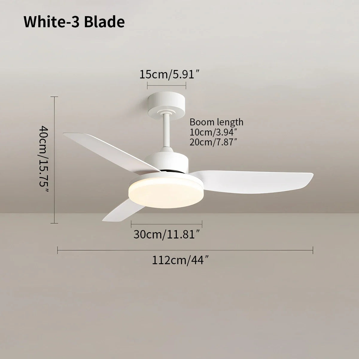 Eloer White Remote Control Ceiling Fan Light