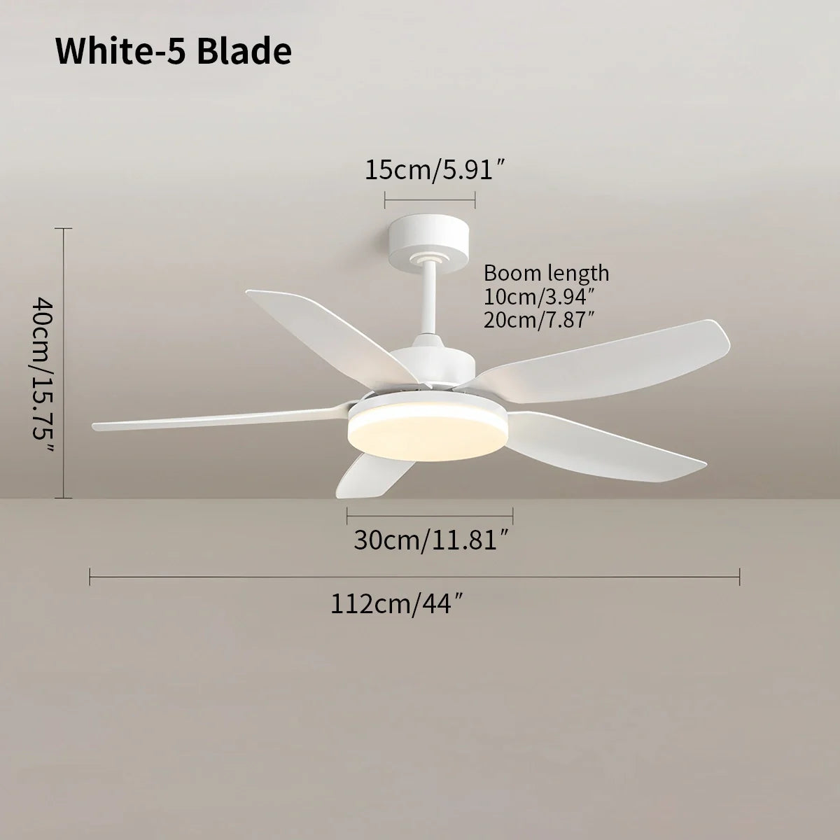 Eloer White Remote Control Ceiling Fan Light